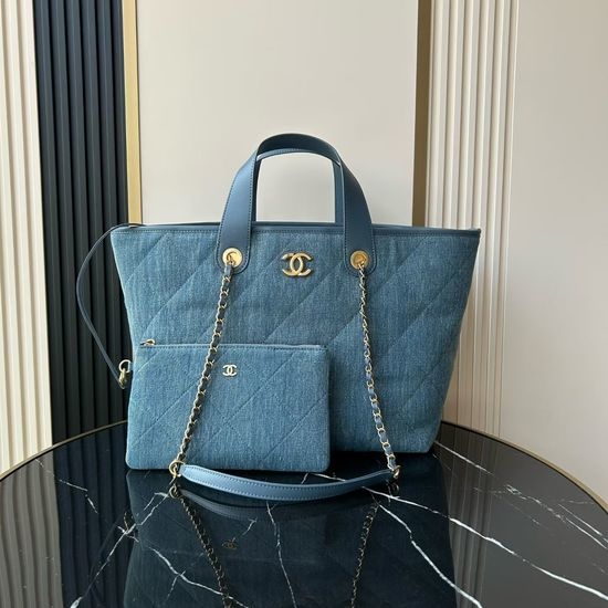 Chanel Cotton Denim Large Shopping Tote AS6007
