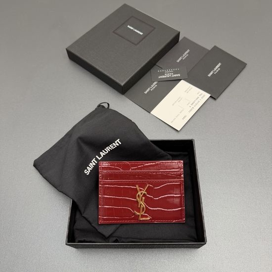 Yves Saint Laurent YSL Crocodile Embossed Card Holder 423291