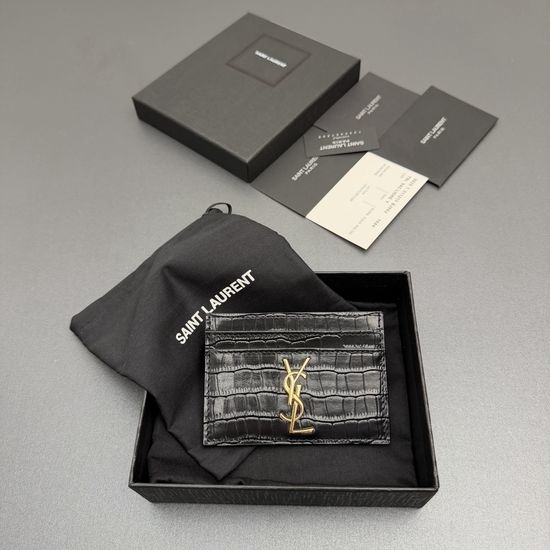 Yves Saint Laurent YSL Crocodile Embossed Card Holder 423291