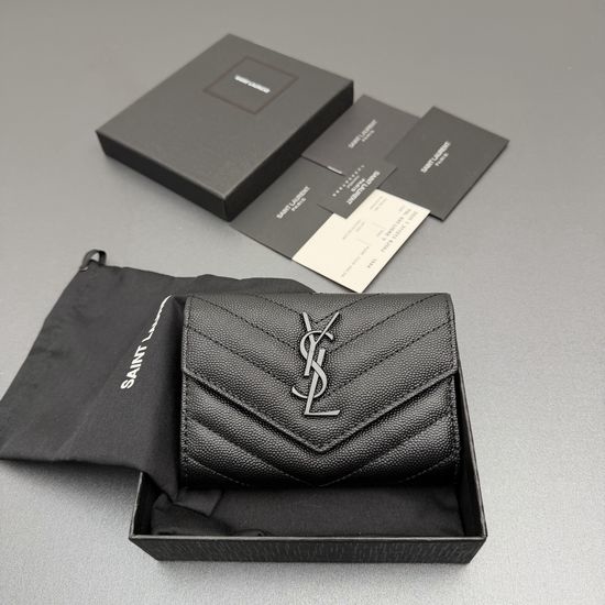 Yves Saint Laurent YSL Matelasse Grainy Leather Envelope Wallet 414404