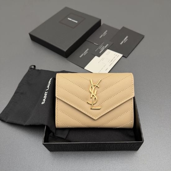 Yves Saint Laurent YSL Matelasse Grain Leather Envelope Wallet 414404