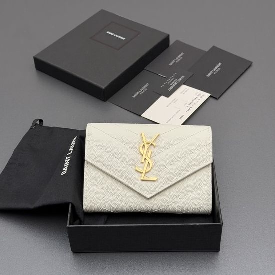 Yves Saint Laurent YSL Matelasse Grain Leather Envelope Wallet 414404