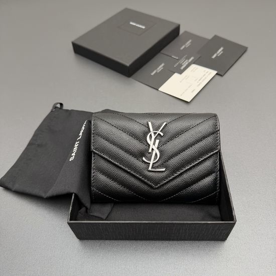 Yves Saint Laurent YSL Matelasse Grain Leather Envelope Wallet 414404