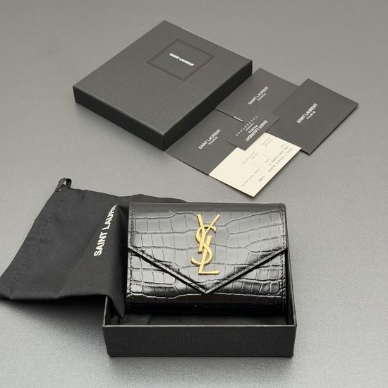 Yves Saint Laurent YSL Matelasse Crocodile-embossed Envelope Wallet 414404