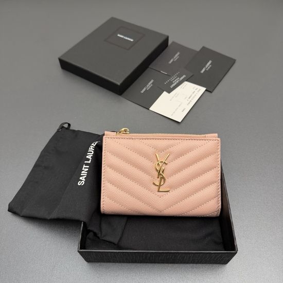 Yves Saint Laurent YSL Matelasse Grain Embossed Leather Zip Wallet 668287 575974