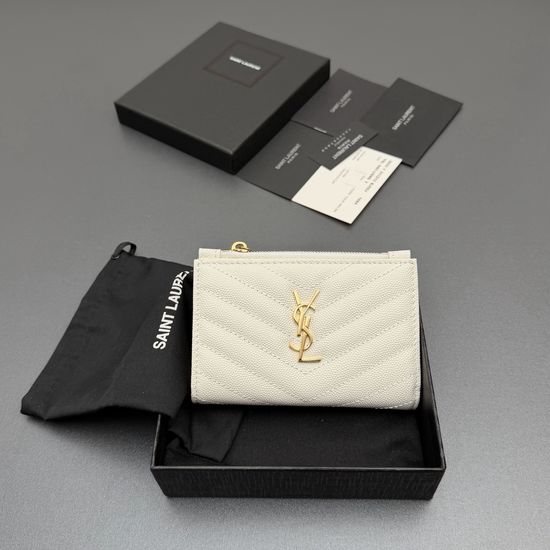 Yves Saint Laurent YSL Matelasse Grain Embossed Leather Zip Wallet 668287 575974