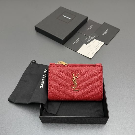 Yves Saint Laurent YSL Matelasse Grain Embossed Leather Zip Wallet 668287 575974