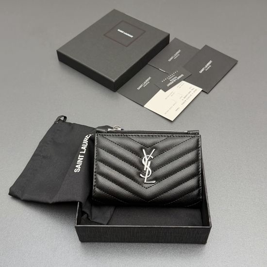 Yves Saint Laurent YSL Matelasse Zip Bi-fold Wallet 668287