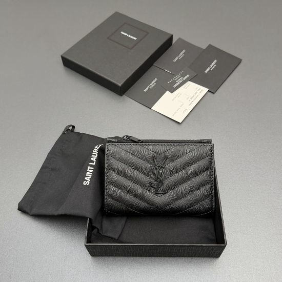 Yves Saint Laurent YSL Matelasse Zip Bi-fold Wallet 668287