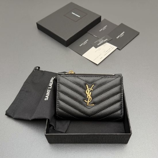 Yves Saint Laurent YSL Matelasse Zip Bi-fold Wallet 668287