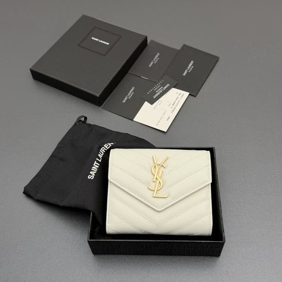 Yves Saint Laurent YSL Matelasse Grain Leather Tri-fold Wallet 403943