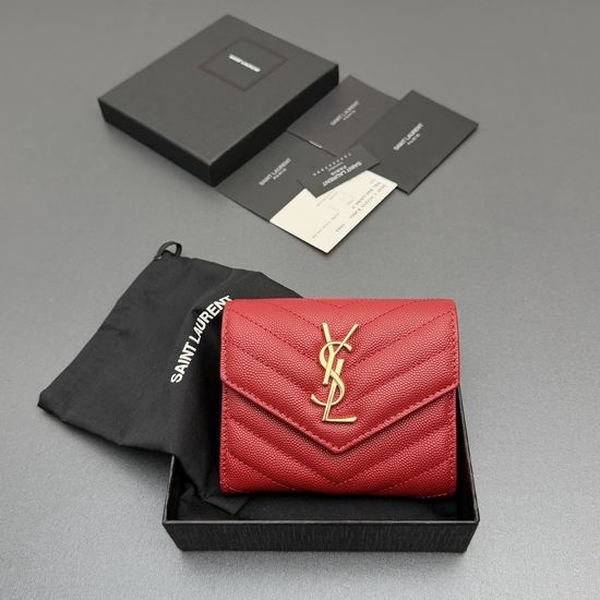Yves Saint Laurent YSL Matelasse Grain Leather Tri-Fold Wallet 403943