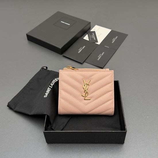 Yves Saint Laurent YSL Matelasse Grain Leather Zip Wallet 575879