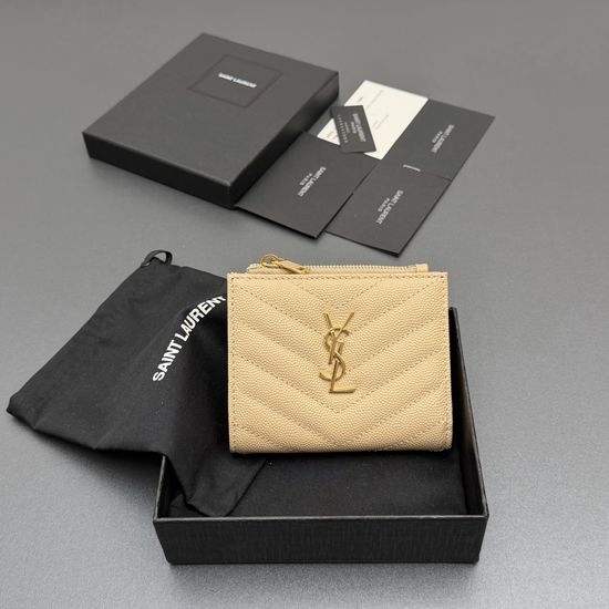 Yves Saint Laurent YSL Matelasse Grain Embossed Leather Zip Bifold Wallet 575879