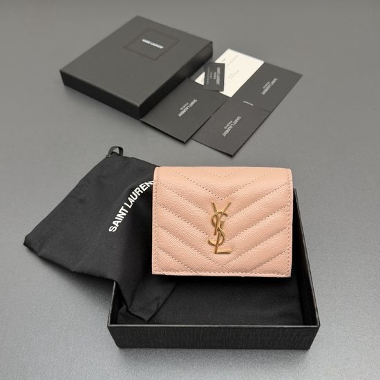 Yves Saint Laurent YSL Matelasse Grain Leather Card Holder 530841