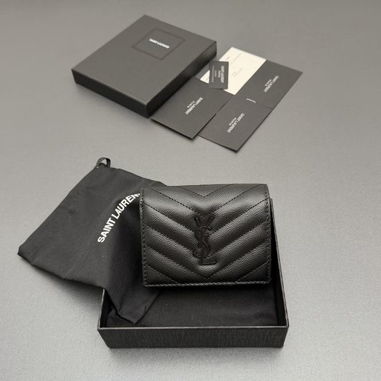 Yves Saint Laurent YSL Matelasse Grain Leather Card Holder 530841
