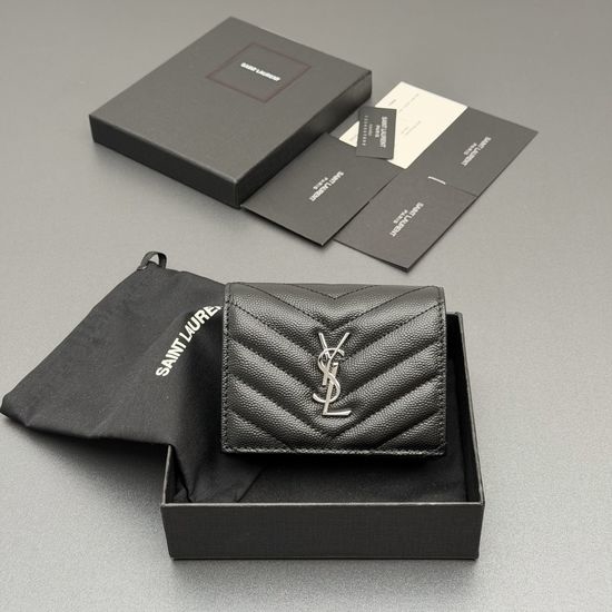 Yves Saint Laurent YSL Matelasse Grain Leather Card Holder 530841
