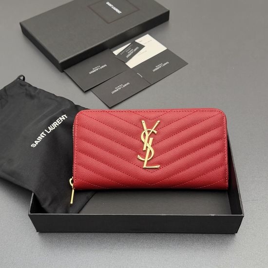 Yves Saint Laurent YSL Matelasse Grain Leather Zip Around Wallet 358094