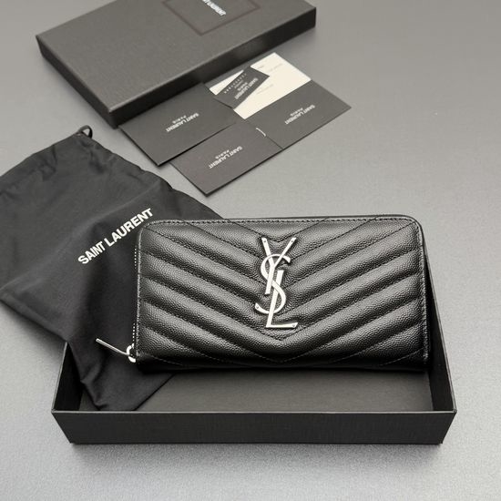 Yves Saint Laurent YSL Matelasse Grain Leather Wallet 358094