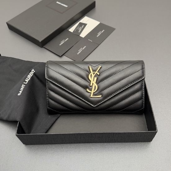 Yves Saint Laurent YSL Matelasse Grain Leather Wallet 372264