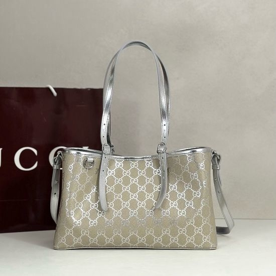Gucci Tote Bag Apricot Silver 815214
