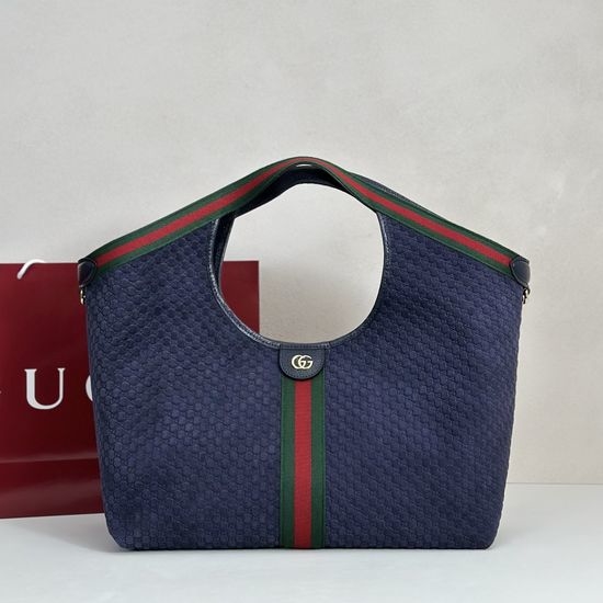 Gucci Blue Embossed Tote Bag 853971