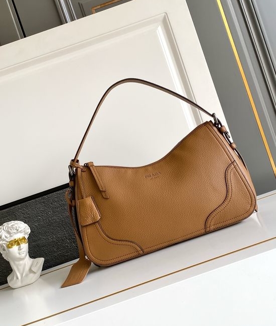 Prada Aimee Textured Leather Hobo Bag 1BC280