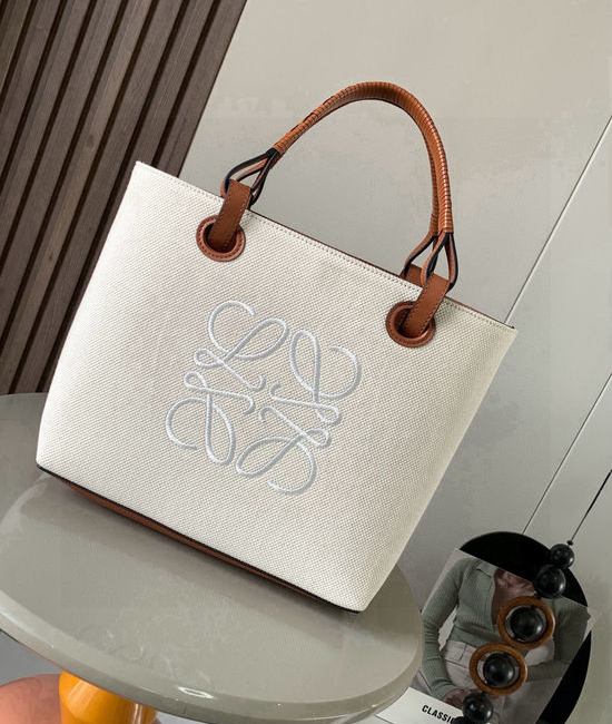 Loewe Anagram Tote Linen Stitched Handbag 9300