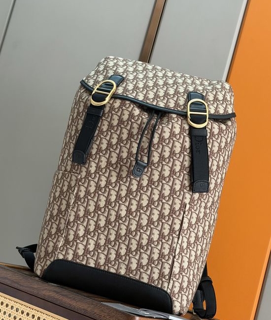 Christian Dior CD Jett Brown Oblique Print Backpack 93955