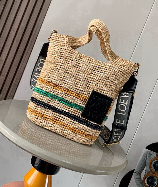 Loewe Slit Raffia Tote Handbag 8006