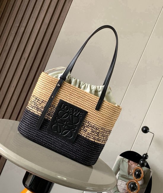 Loewe Basket Woven Raffia Square Handbag 8001