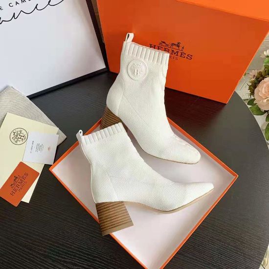 Hermes Knit Upper Horse Heel Leather Sole Comfortable Dress Shoes