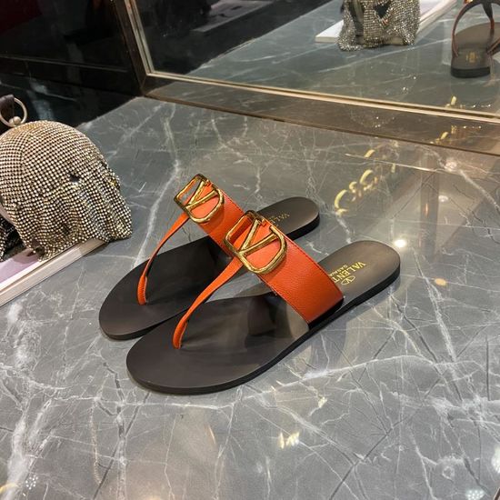 Valentino Genuine Leather Flip Flops with Logo Hardware