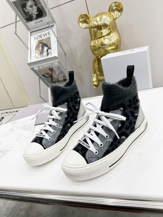 Christian Dior Premium Knit Sock Sneakers with Stitched Logo Accents