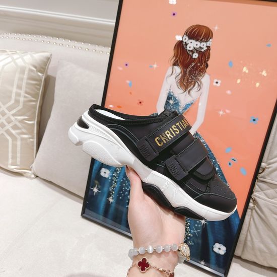 Christian Dior Premium Leather Mule Sneakers Adjustable Strap Lightweight Rubber Sole