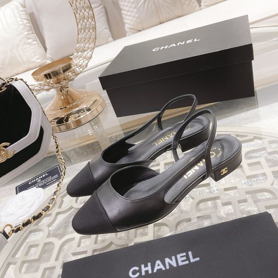 Chanel Colorblock Low Heel Peep Toe Sandals Classic Design