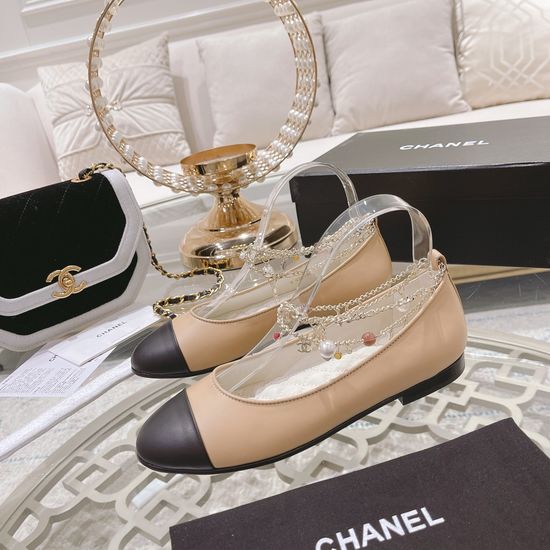 Chanel Ballet Flats with Delicate Chain Decor Soft