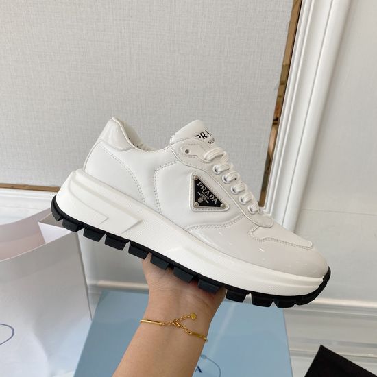 Prada Classic Leather Low-top Casual Shoes with Logo Detail