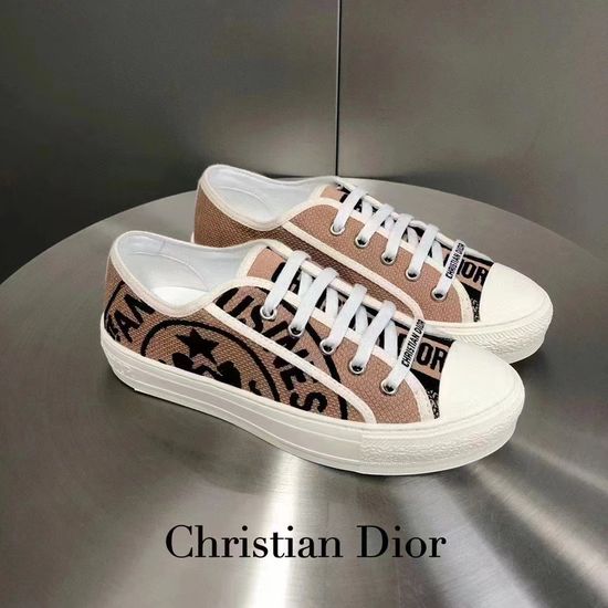 Christian Dior Embroidered Canvas Casual Shoes Coffee Black Non-slip Sole