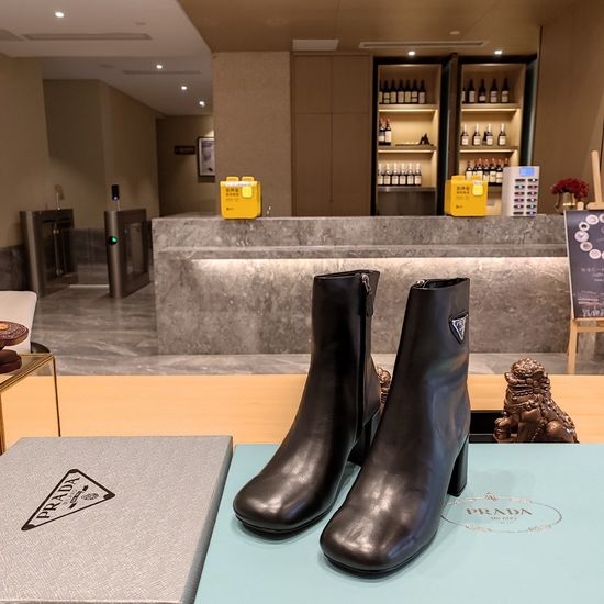 Prada Classic Chunky Heel Knee High Boots with Comfortable Fit
