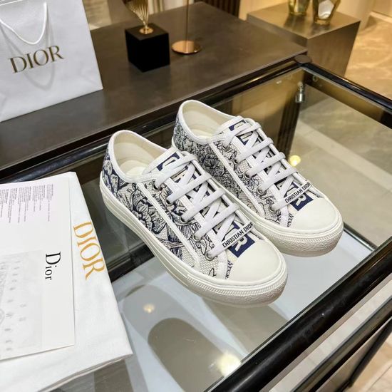 Christian Dior Premium Embroidered Canvas Shoes Comfortable Leather Lining