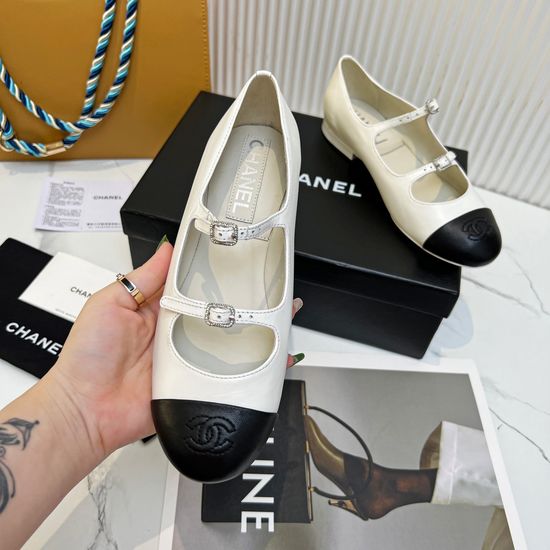 Chanel Elegant Soft Leather Mary Jane Ballet Flats