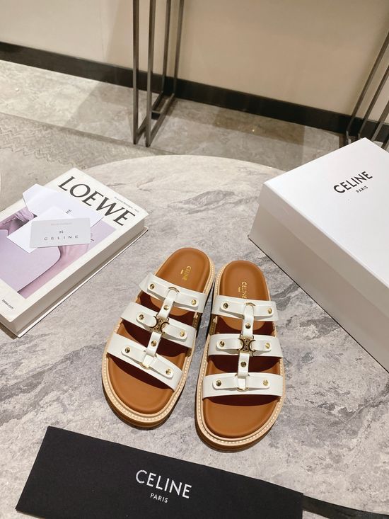 Celine Minimalist Classic Slip On Casual Leather Flat Sandals