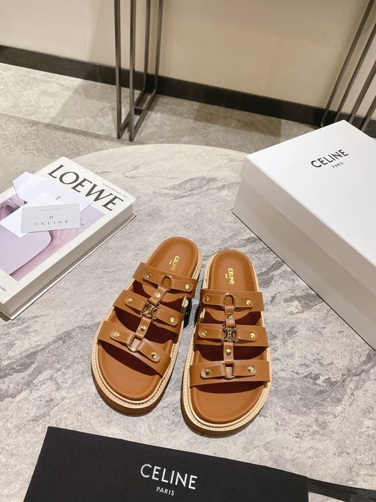 Celine Minimalist Classic Slip On Casual Leather Flat Sandals