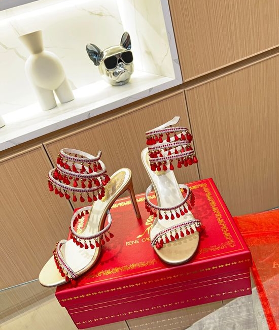 Rene Caovilla Glamorous Rhinestone Embellished Strappy High Heel Sandals
