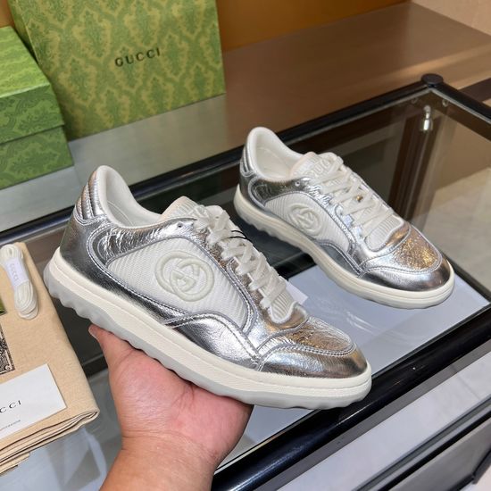Gucci Vintage Distressed Leather Sneakers Non-slip Sole Breathable Lining