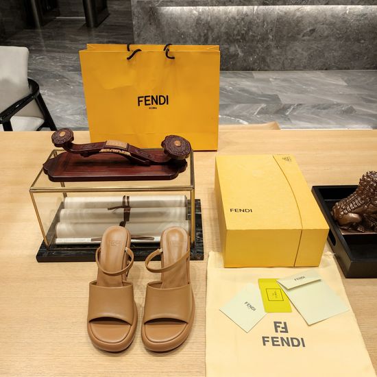 Fendi Premium Comfortable Heeled Sandals With Elegant Metal Heel Design