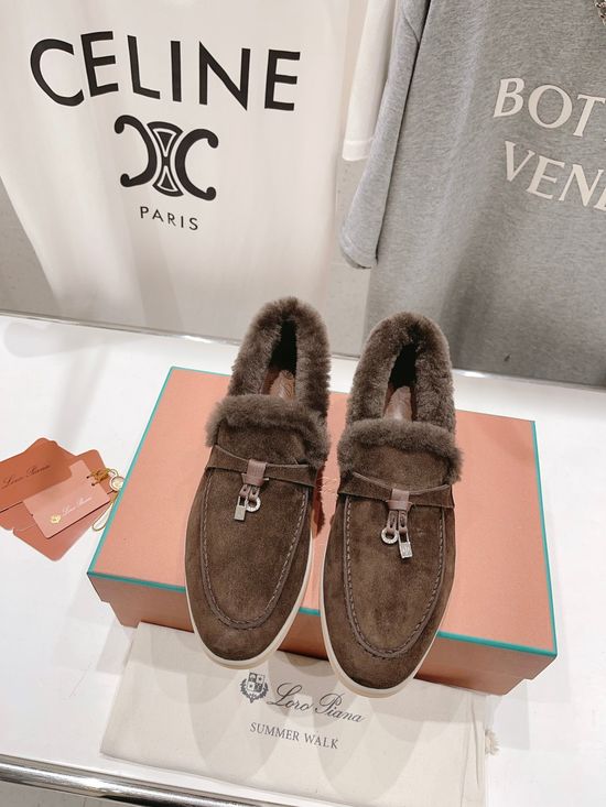 Loro Piana Classic Suede Lined Wool Loafers Comfortable Casual Walking Shoes
