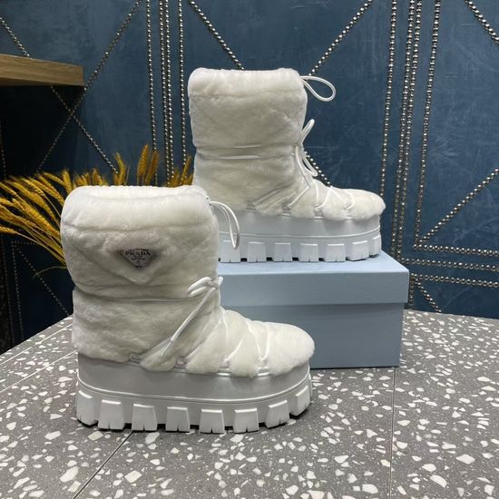 Prada Waterproof Warm Short Winter Snow Boots with Laces