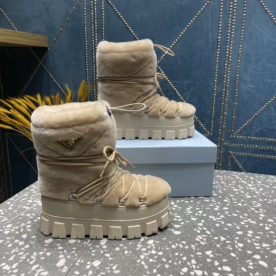 Prada Waterproof Warm Short Winter Snow Boots with Laces
